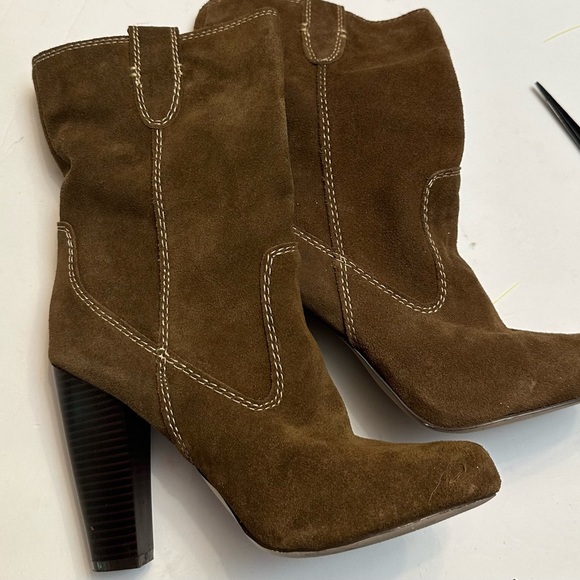 MIA Shoes - Mia Brown Suede Boots Heel Size 10